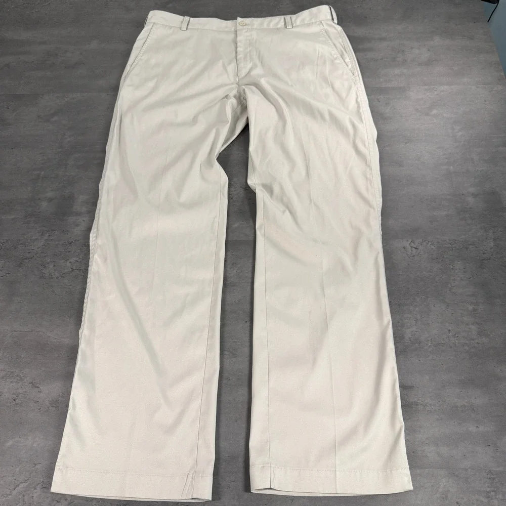 Nike Golf Dri-FIT Pants Mens 36x32 Khaki Stone Flat Front Trousers 472532-072